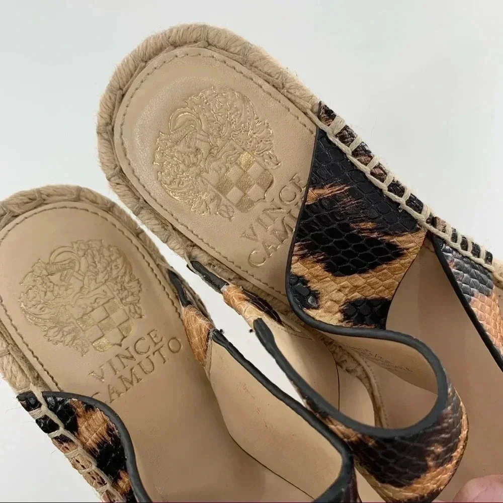 Vince Camuto Lavanda platforms size 6.5 36.5 brown black Cheetah print leather